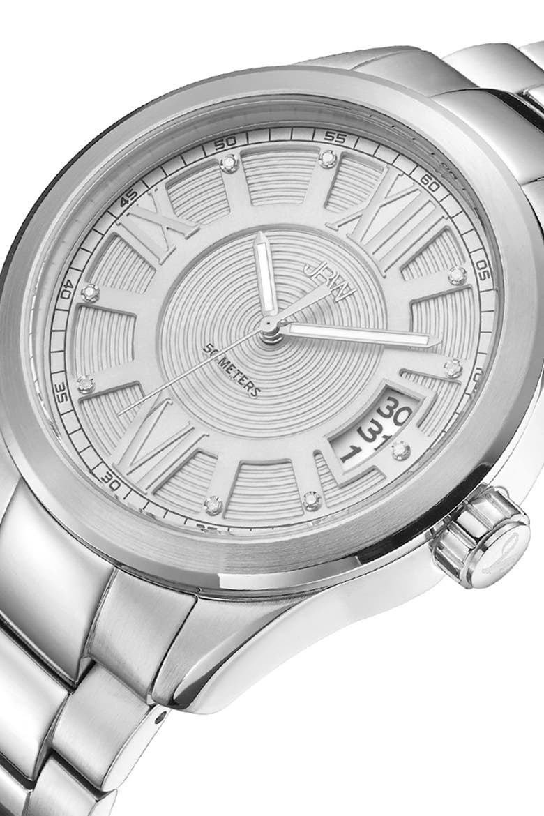 Men's Bond Stainless Steel Diamond Watch, 44mm - 0.09 ctw, Alternate, color, SILVER