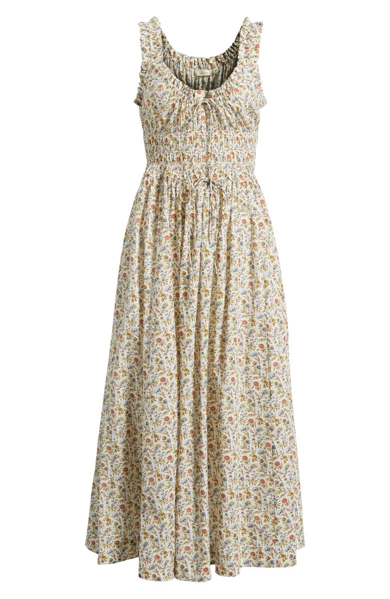 Emmaretta Floral Pleated Cotton Voile Maxi Dress