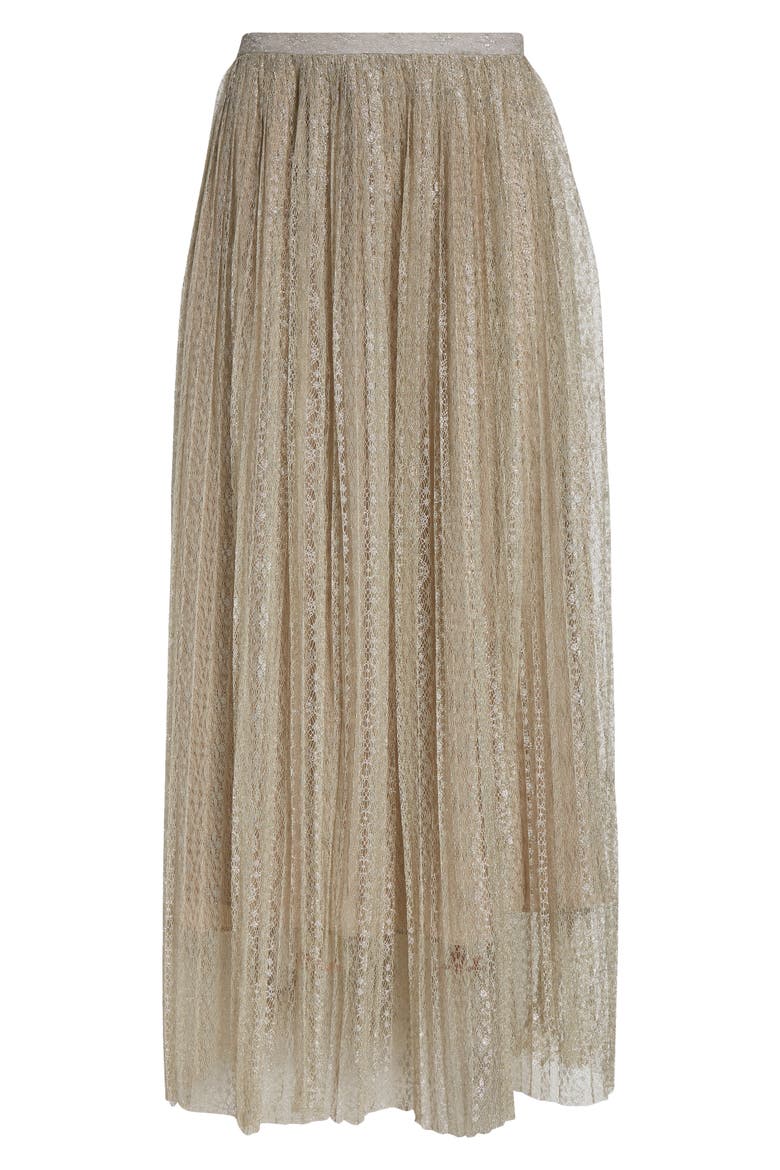 Maren Lace Pleated Maxi Skirt, Alternate, color, STERLING SILVER