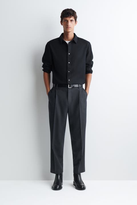 Pleated Wool Relaxed-fit Straight-leg Pants
