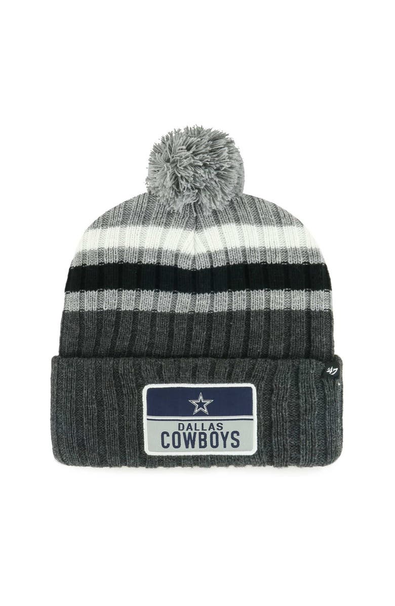 '47 Men's '47 Gray Dallas Cowboys Stack Cuffed Knit Hat with Pom, Main, color, Gray