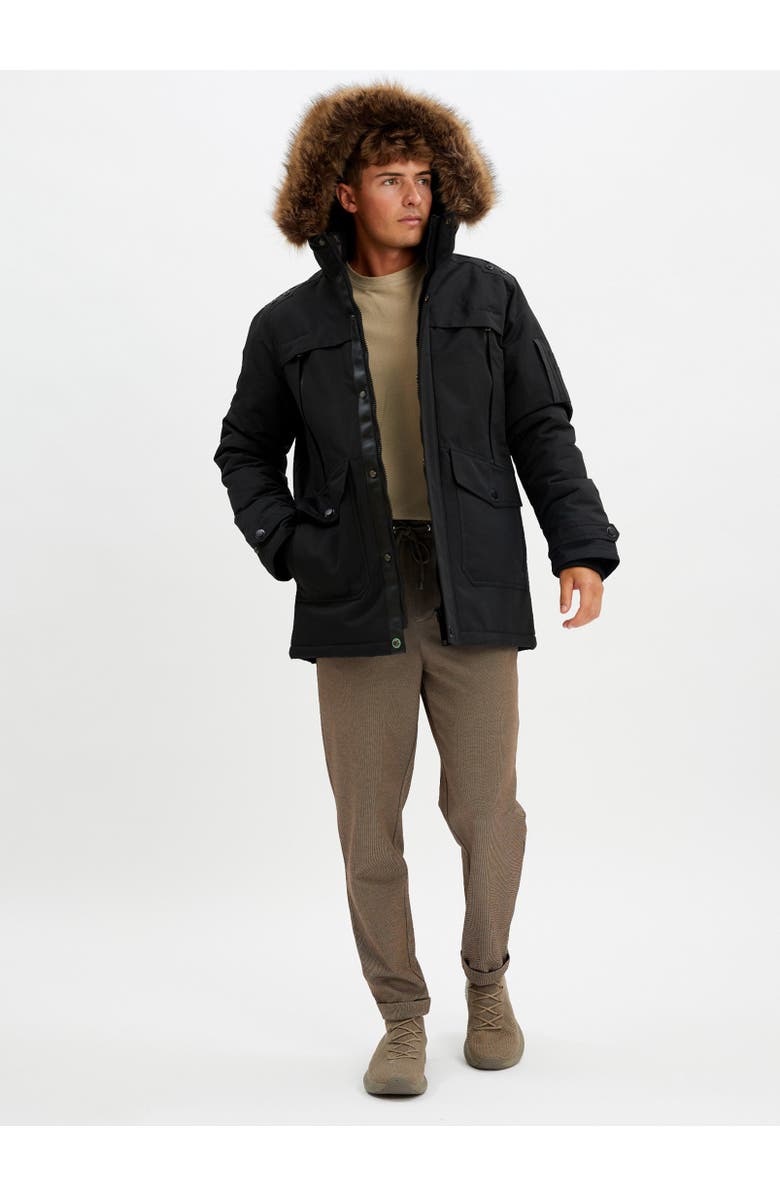 Point Zero HOODED MID-LENGTH PARKA, Alternate, color, Black