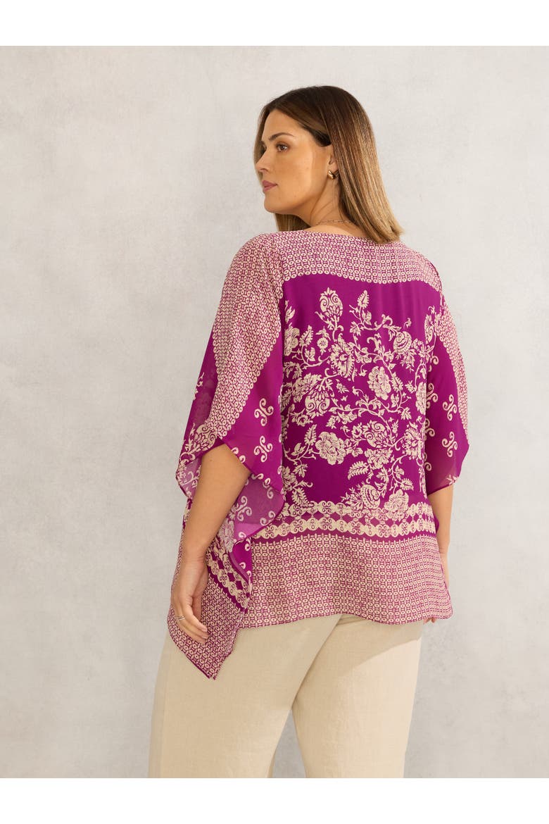 Bandana Print Chiffon V-Neck Top, Alternate, color, Magenta