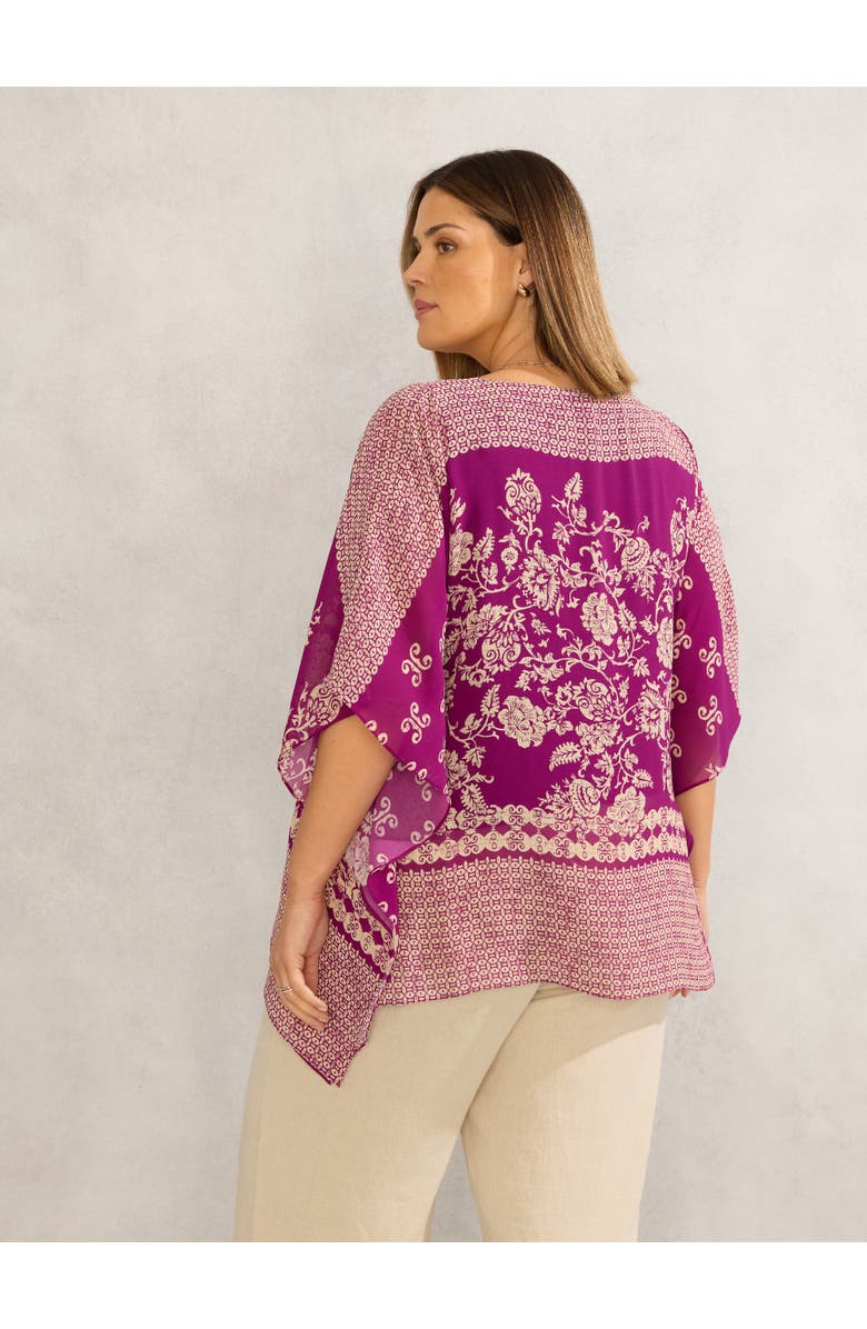 Live Unlimited Bandana Print Chiffon V-Neck Top, Alternate, color, Magenta