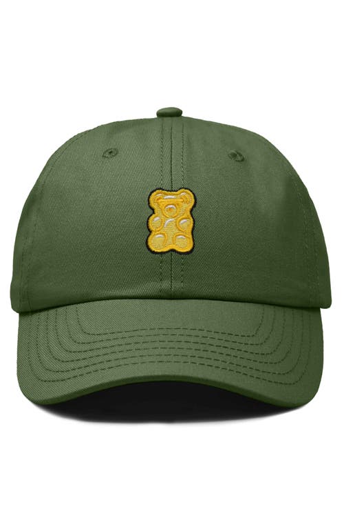 Dalix Yellow Gummy Embroidered Dad Cap In Olive