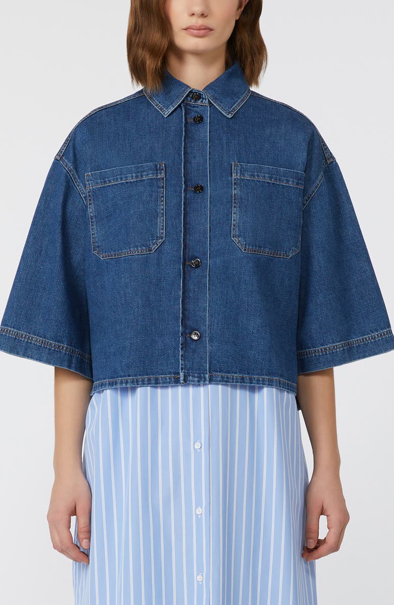 Weekend Max Mara Enza Boxy Denim Button-Up Shirt, Main, color, Navy