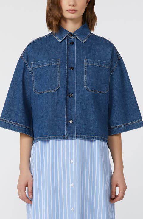 Enza Boxy Denim Button-Up Shirt