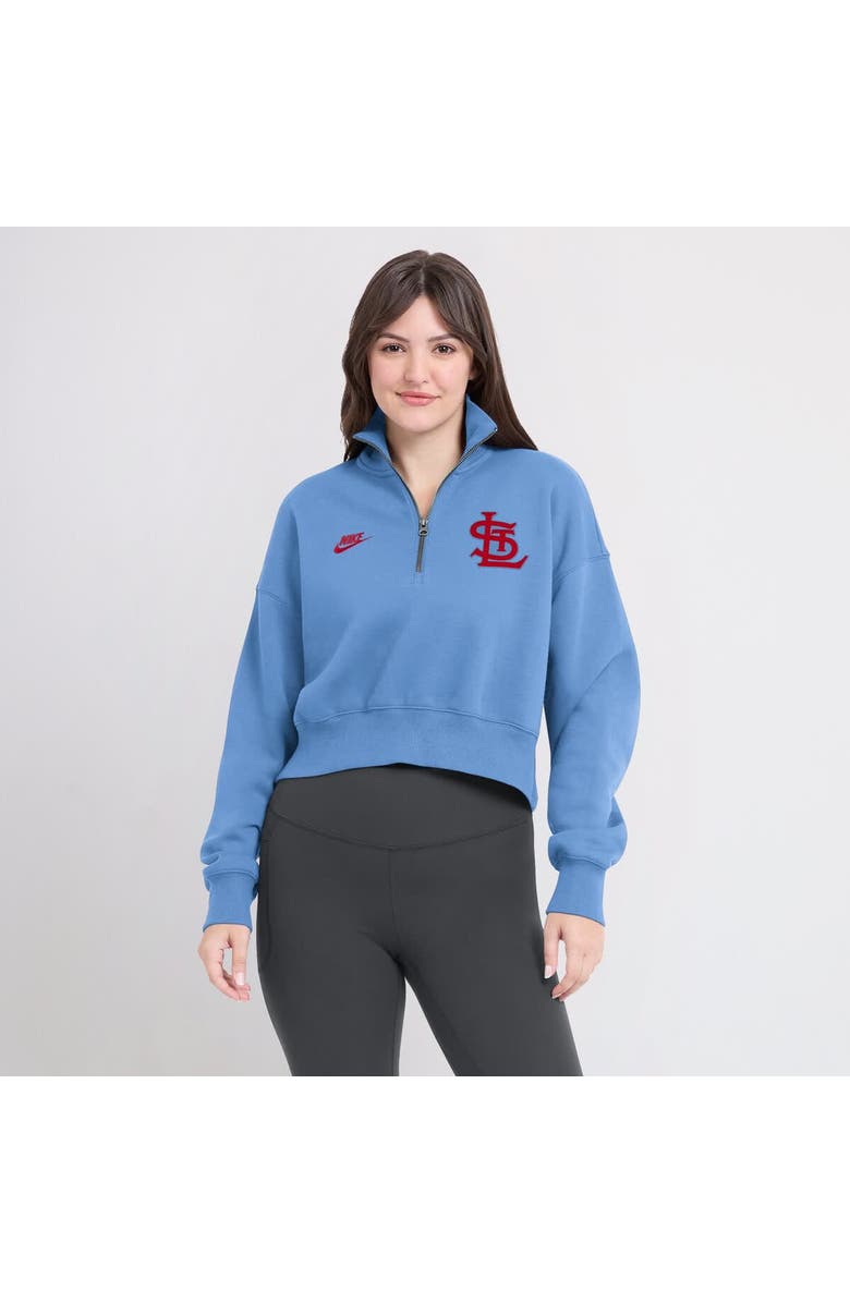 Nike Women's Nike Light Blue St. Louis Cardinals Cooperstown Collection Phoenix Fleece Half-Zip Sweatshirt, Alternate, color, Light Blue