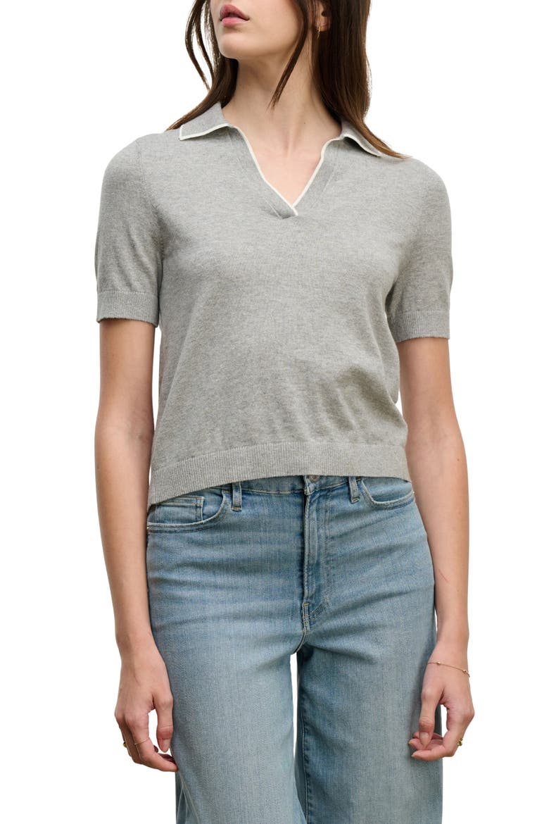 Abela Cotton & Cashmere Sweater Polo, Main, color, LT HTHR GY