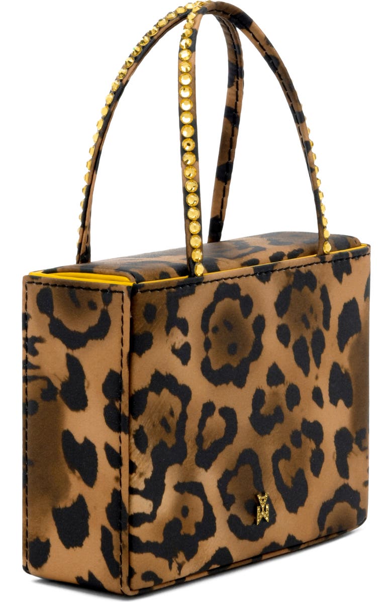Amina Muaddi Superamini Gilda Leopard Print Top Handle Bag, Alternate, color,
