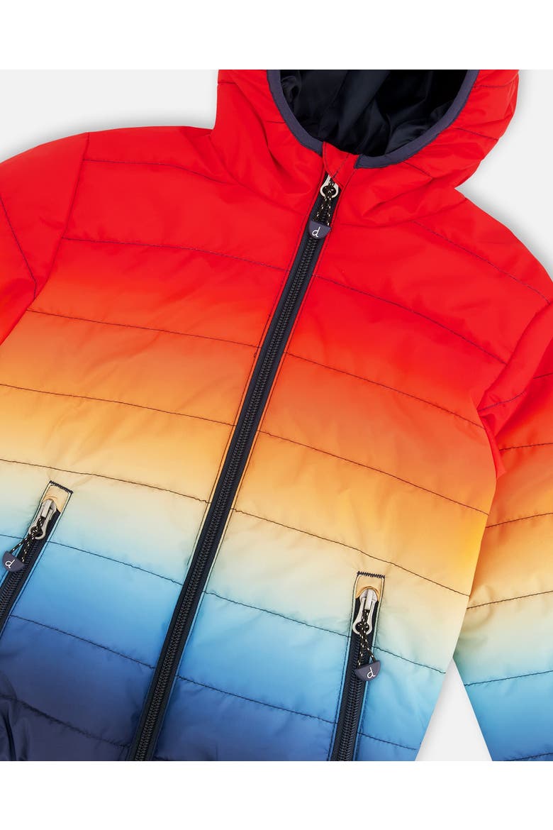 Boy Quilted Mid-Season Gradient Jacket, Alternate, color, Orange and Blue Gradient