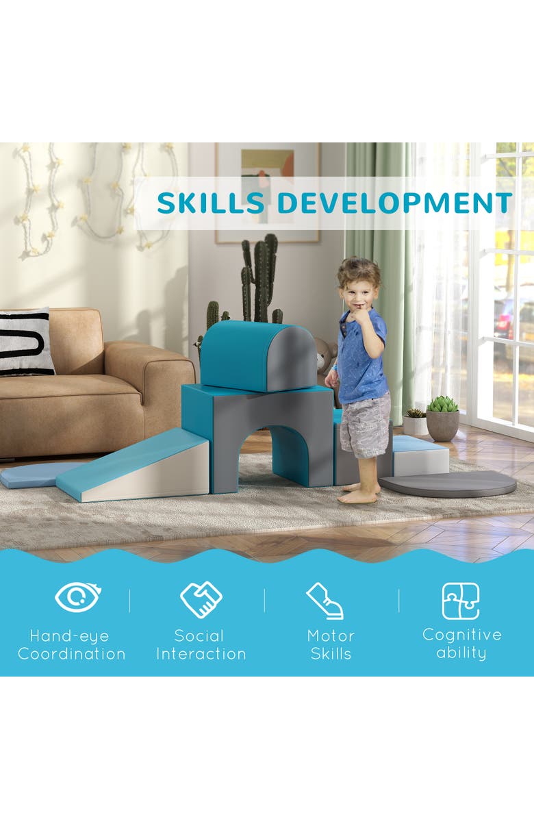 Qaba 7-Piece Rearrangeable Toddler Climber, Baby Soft Play Equipment, Alternate, color, Contemporary