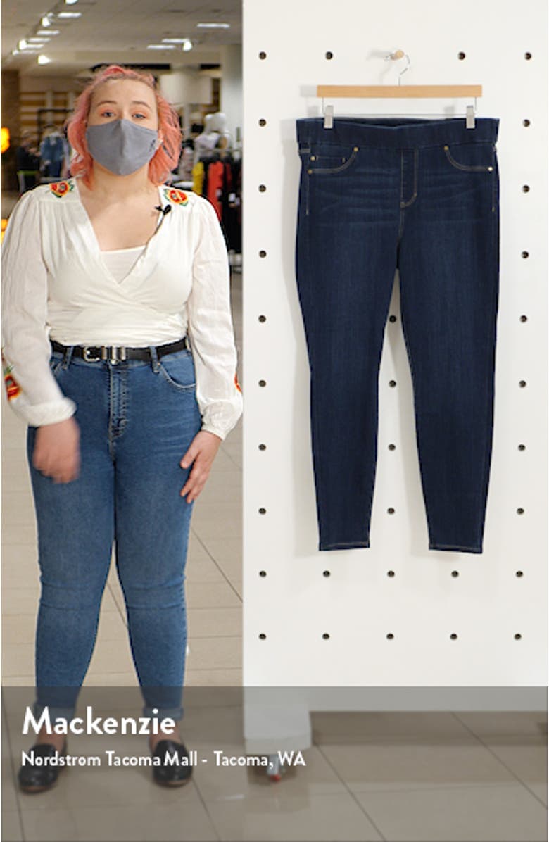 High Rise Stretch Denim Ankle Leggings, sales video thumbnail