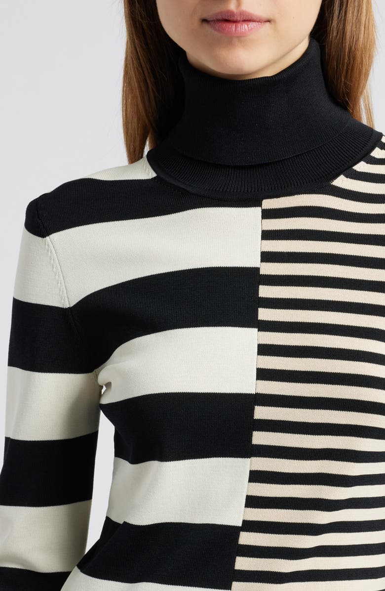 Solid & Striped The Greta Stripe Turtleneck Seater, Alternate, color, Noir / Brule / Khaki