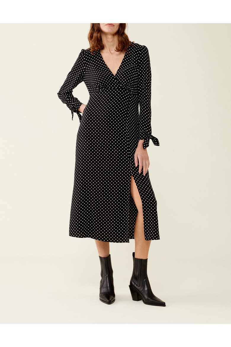 Laine Polka Dot Spot Midi Dress, Alternate, color, Black Spot
