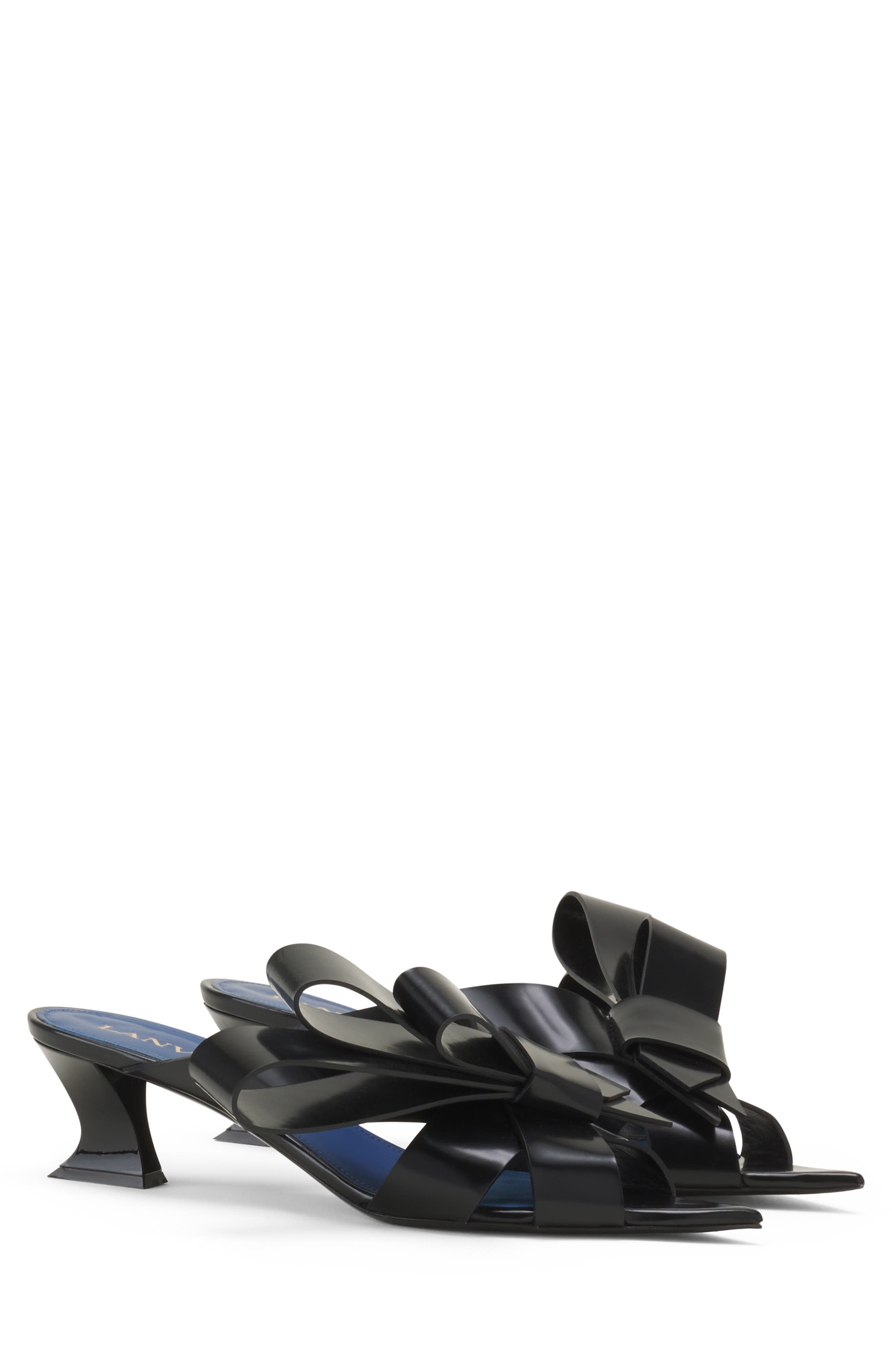 Lanvin Cadeau Leather Mules With Heel, Alternate, color, Black