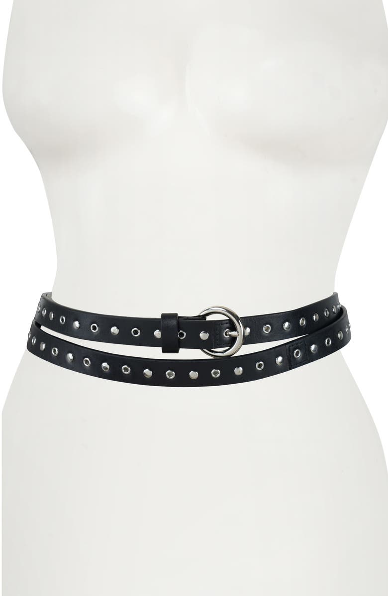 Rebecca Minkoff Stud Double Wrap Leather Belt, Main, color, 