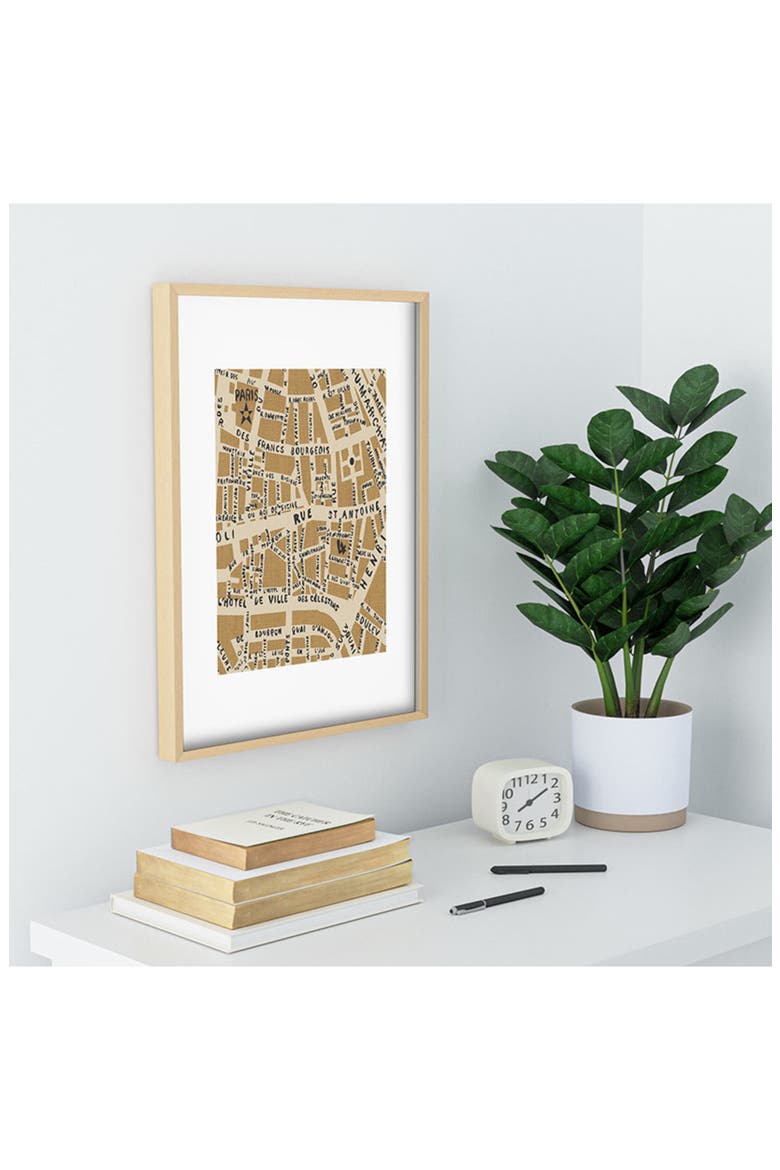 Paris Map Rustic Framed Art Print, Alternate, color, CREAM
