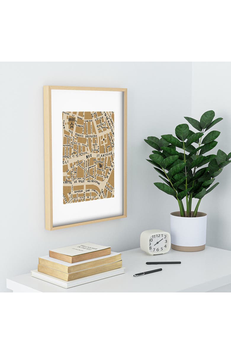 Deny Designs Paris Map Rustic Framed Art Print, Alternate, color, Cream