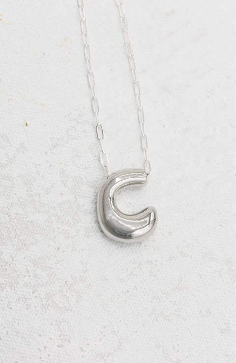 Small Paperclip Necklace with Silver Letter Charm