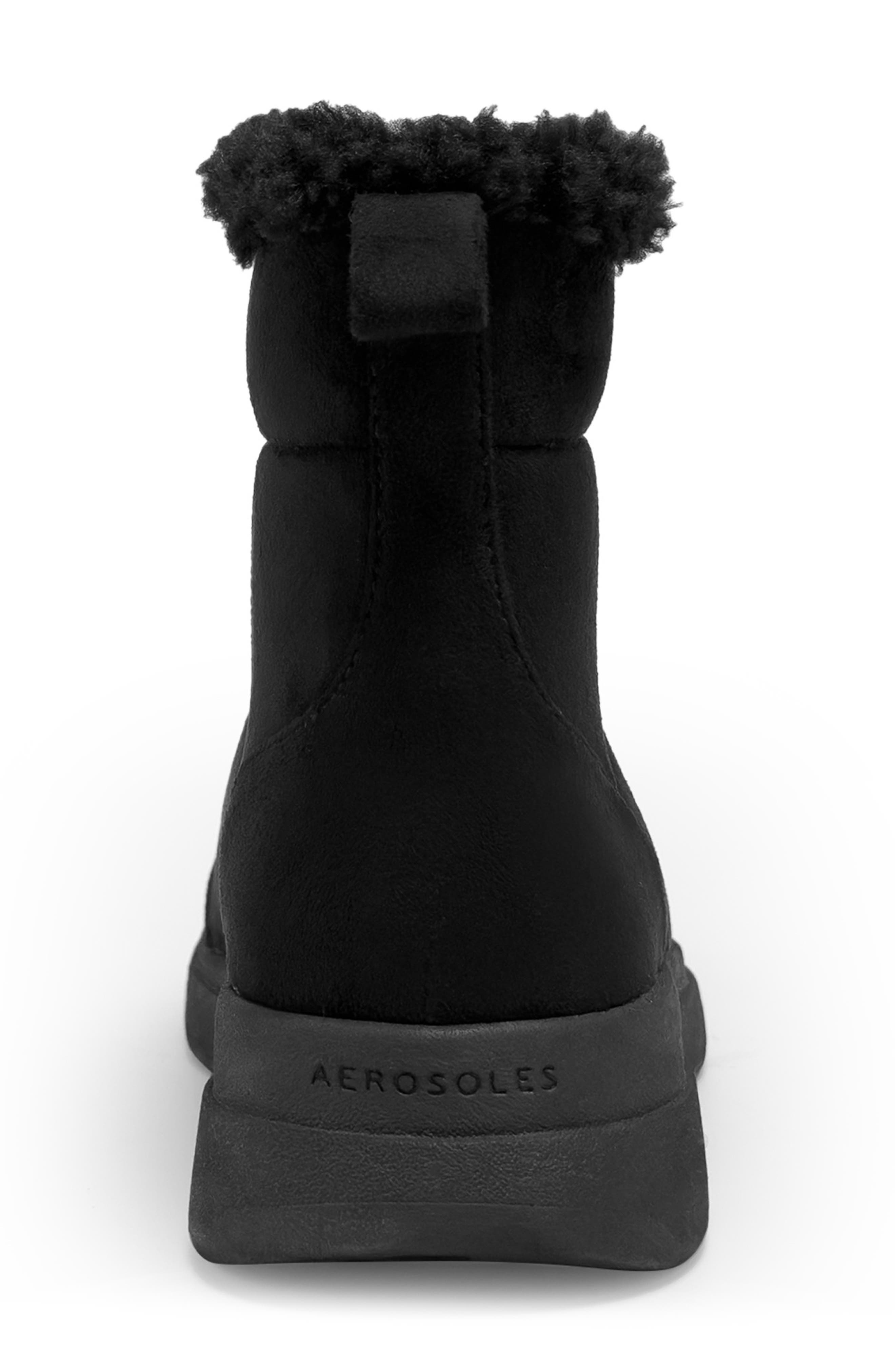Aerosoles Fawne Faux Shearling Lined Boot, Alternate, color, Black Suede Faux Shearling