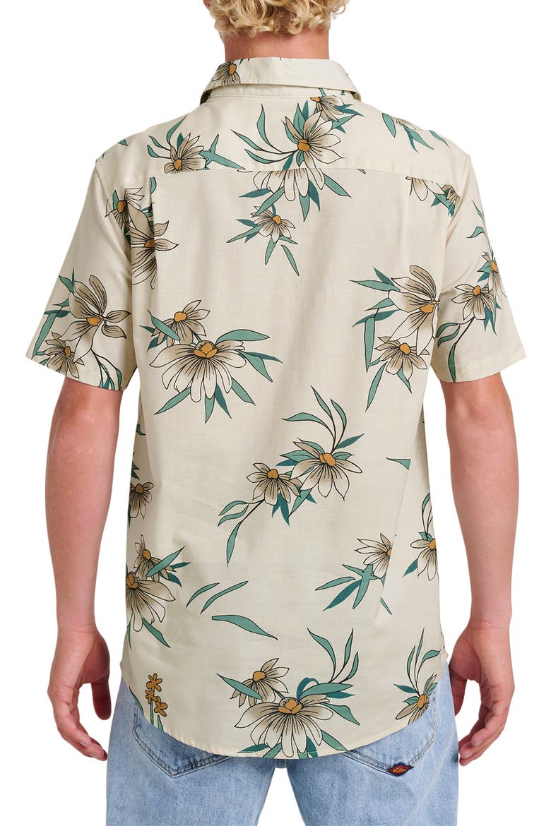 Costal Flora Classic Fit Floal Short Sleeve Cotton Button-Up Shirt, Alternate, color, MOONSTRUCK