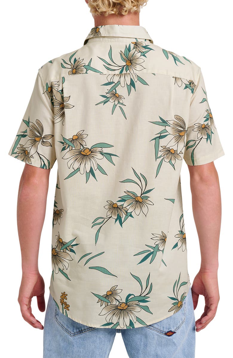 Quiksilver Costal Flora Classic Fit Floal Short Sleeve Cotton Button-Up Shirt, Alternate, color, 