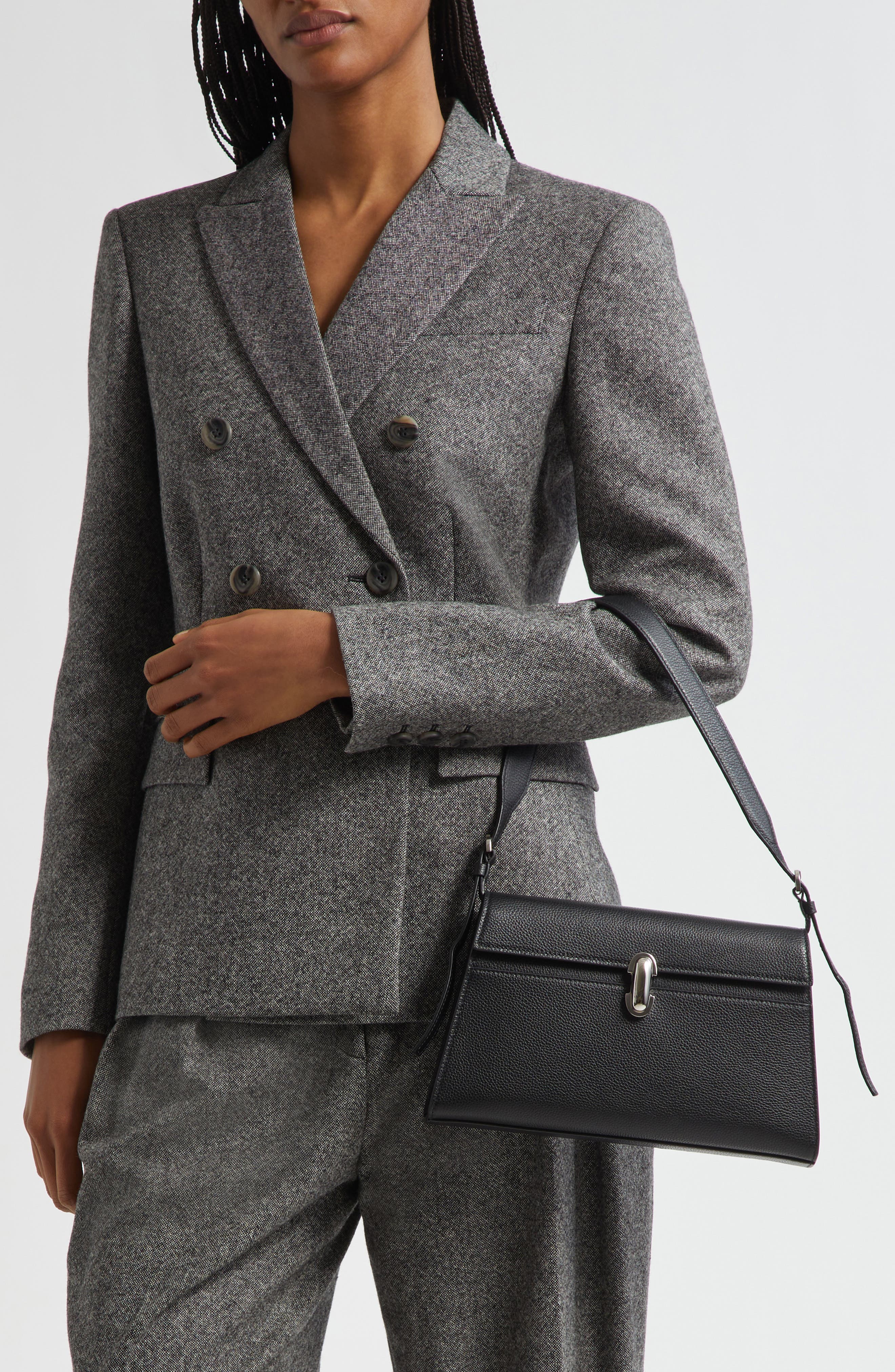 SAVETTE Symmetry Leather Shoulder Bag, Alternate, color, Black