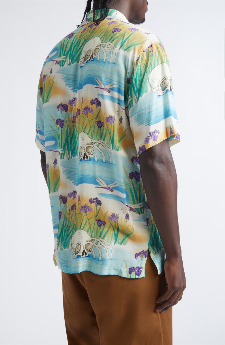 ENDLESS JOY Iris Camp Shirt, Alternate, color, Blue Multi