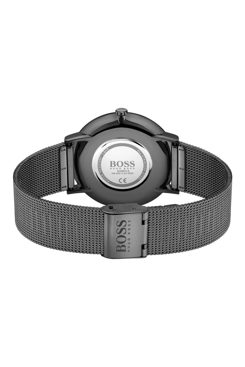 Skyliner Mesh Strap Watch, 40mm, Alternate, color, BLACK