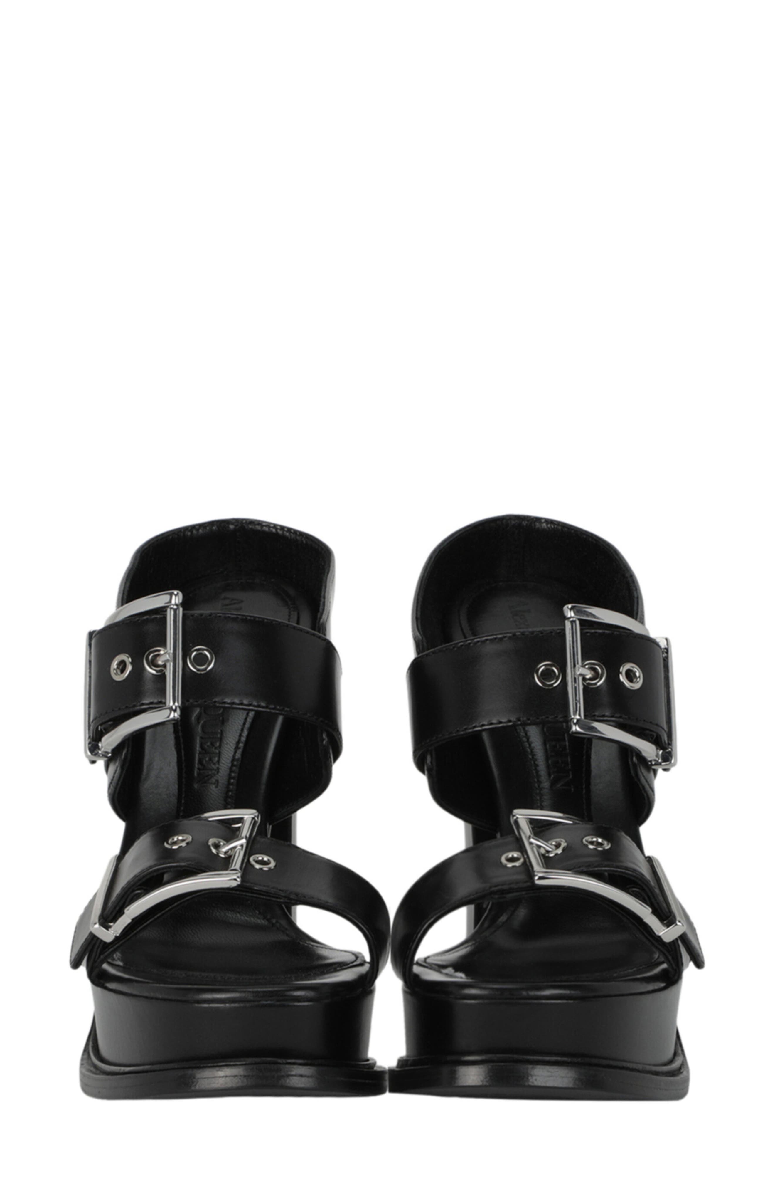 McQueen Boxcar Slide Sandal, Alternate, color, Black Silver