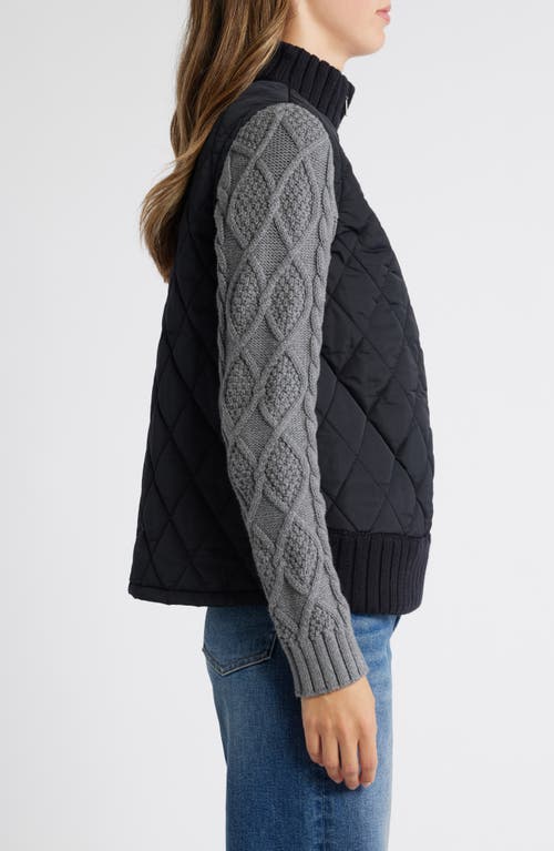 Caslon ® Mixed Media Quilted Sweater Jacket