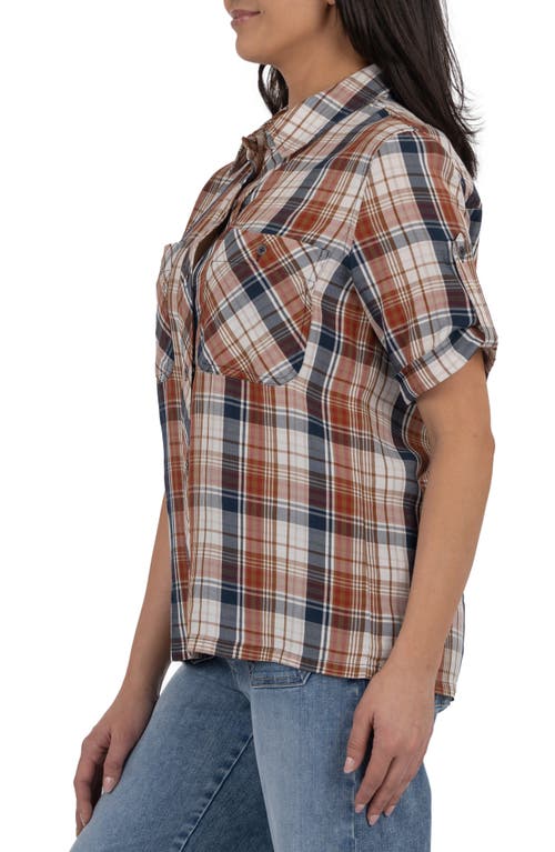 Kut From The Kloth Wynn Woven Plaid Shirt In Brown