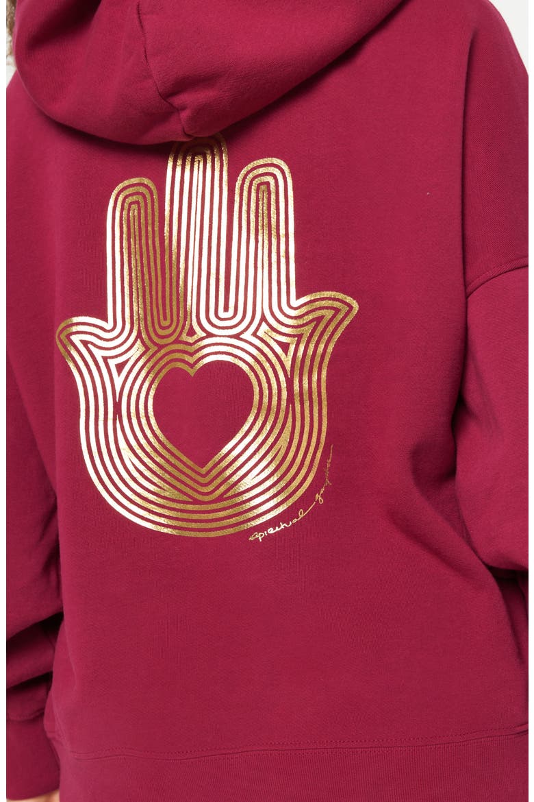 Radiant Hamsa Easy Hoodie, Alternate, color, PORT