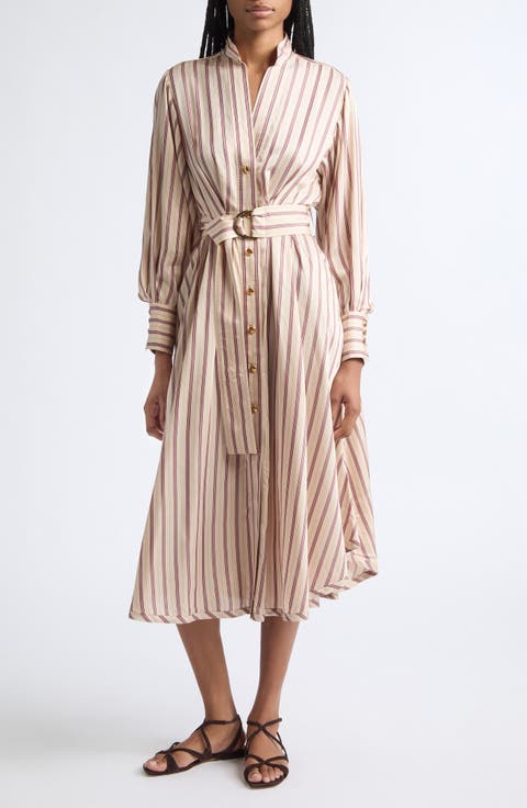 Valiant Stripe Long Sleeve Midi Shirtdress