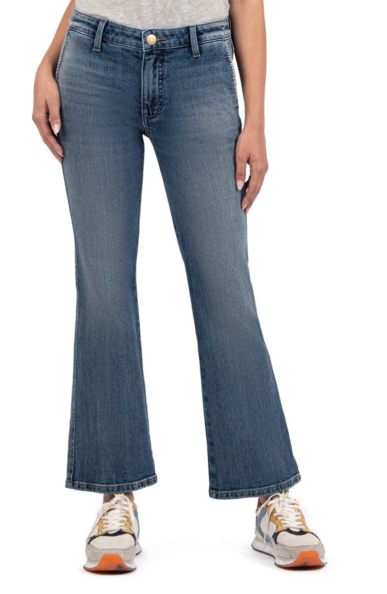 KUT from the Kloth Kelsey Mid Rise Kick Flare Jeans, Main, color, 