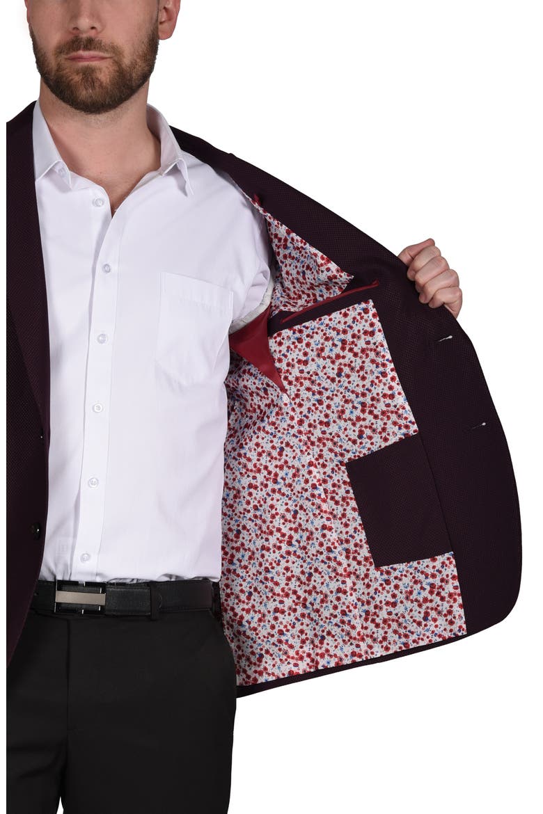 Burgundy Peak Lapel Slim Fit Blazer, Alternate, color, BURGUNDY