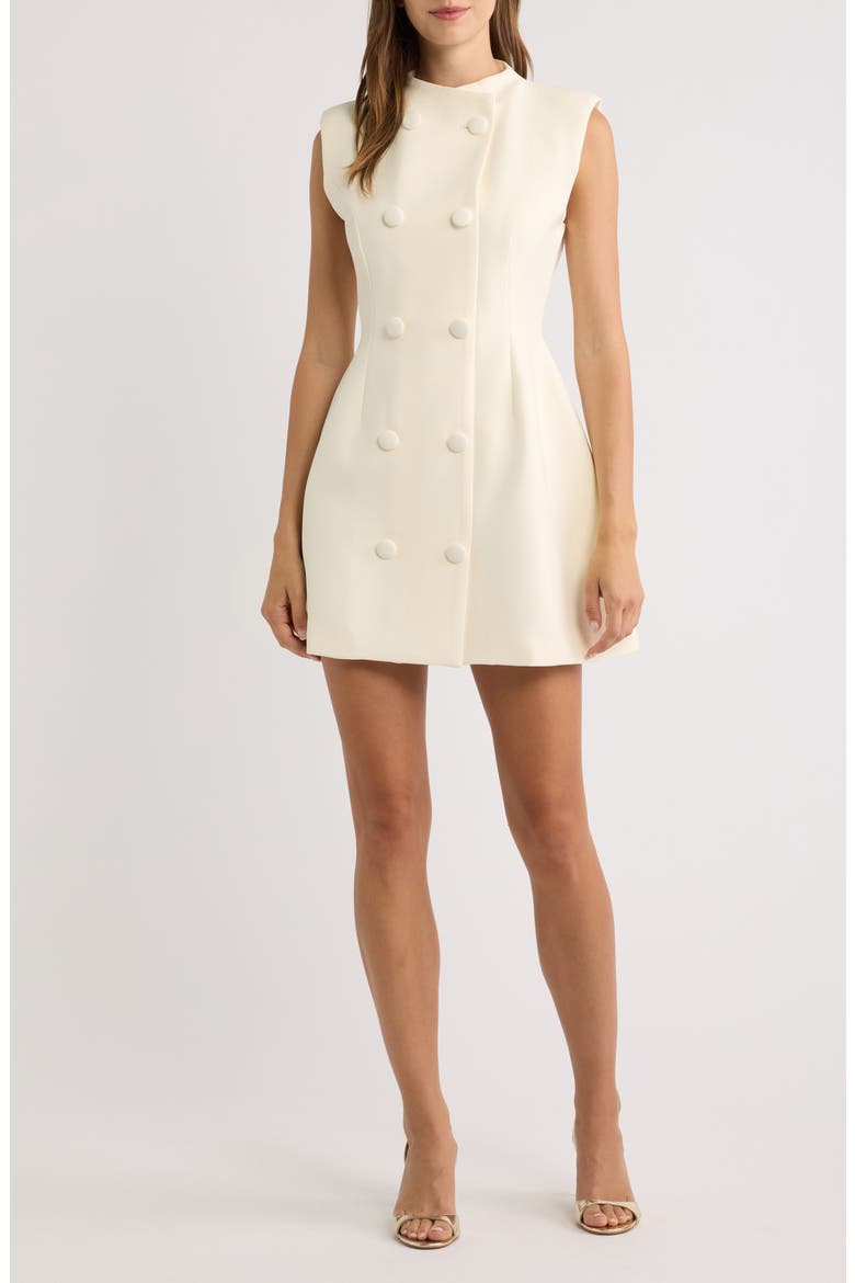 Button Sleeveless Minidress, Main, color, ECRU