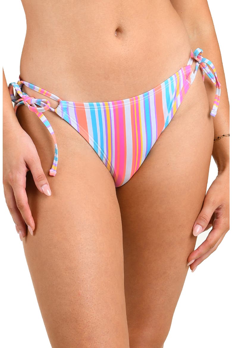 Summer Side Tie Bikini Bottoms, Main, color, PINK WHITE MULTI