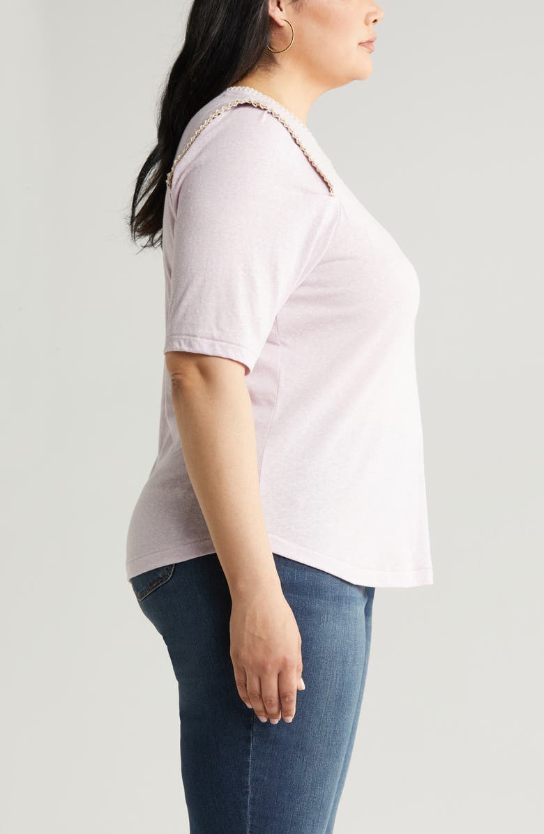 Wit & Wisdom Whipstitch Trim T-Shirt, Alternate, color, Heather Smokey Lavender