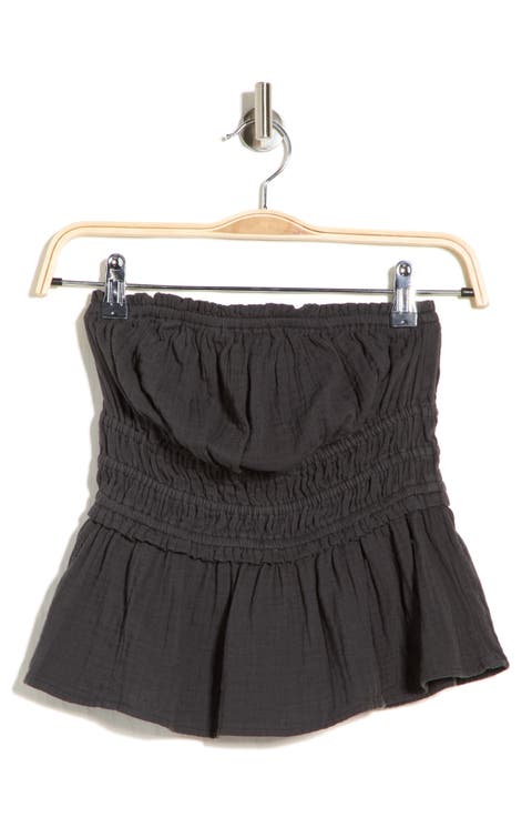 Strapless Ruffle Gauze Top