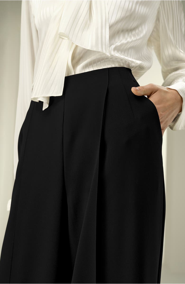 Lilysilk Silk-Wool Pleated Wide-Leg Trousers, Alternate, color, Black