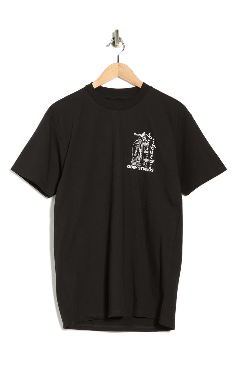Obey Studios Catalogue Cotton Graphic T-Shirt, Alternate, color, Black