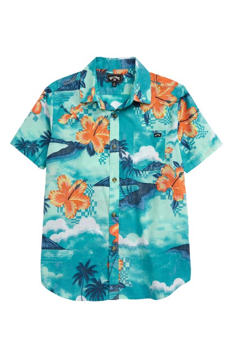 Sundays Floral Print Button-Up Shirt (Big Boy)