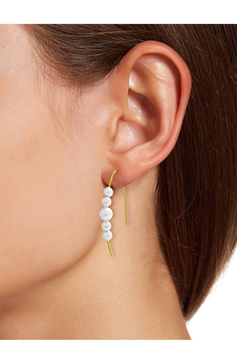 SAVVY CIE JEWELS 14K Gold Graduated Swarovski Faux 6-8mm Pearl Earrings, Alternate, color, 