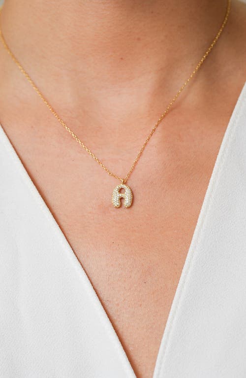 Argento Vivo Sterling Silver Cubic Zirconia Bubble Inital Pendant Necklace In Gold