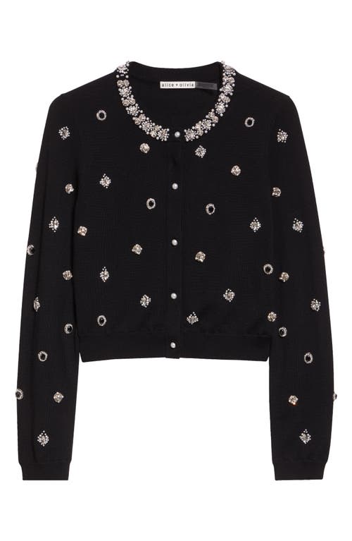 Alice And Olivia Alice + Olivia Dollie Jewel Embellished Cardigan In Black