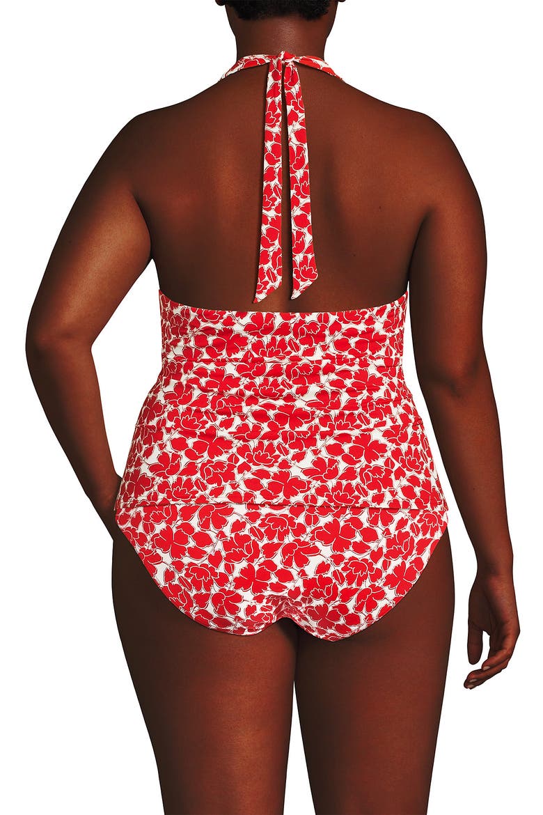 Plus Size Twist Halter Tankini Top, Alternate, color, Daylily Red Tossed Floral
