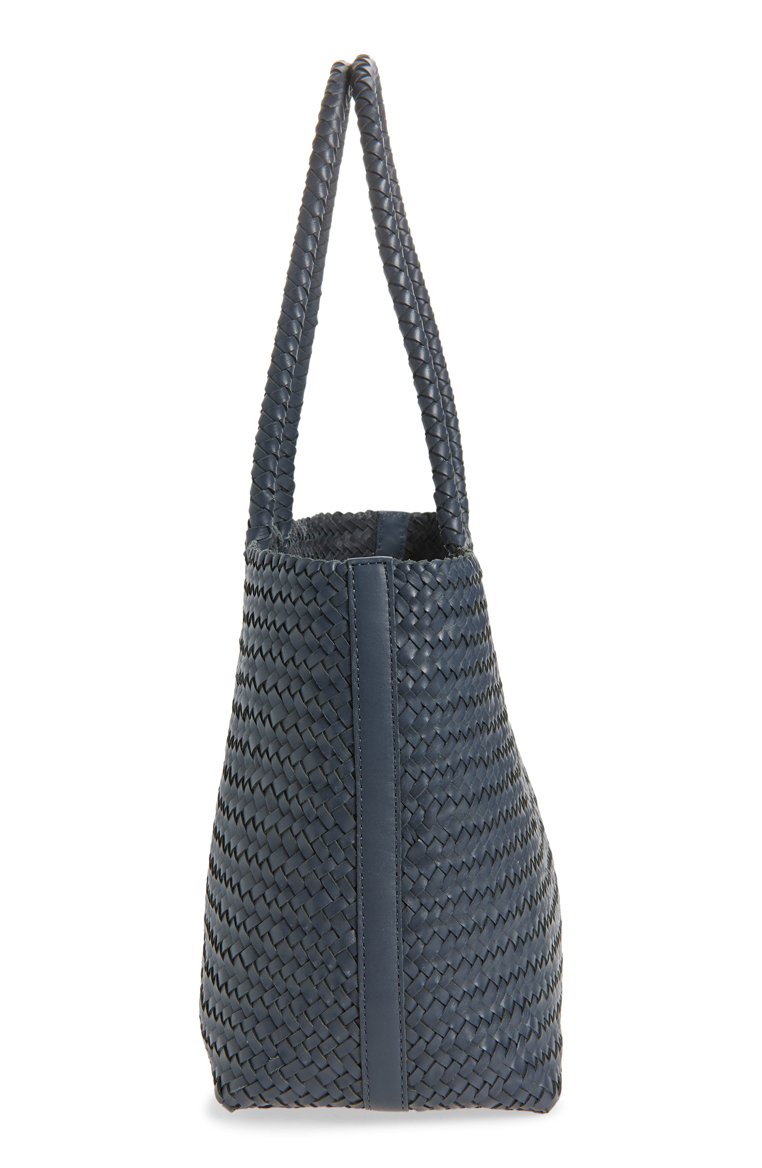 Handwoven Leather Tote, Alternate, color, NIGHTTIME