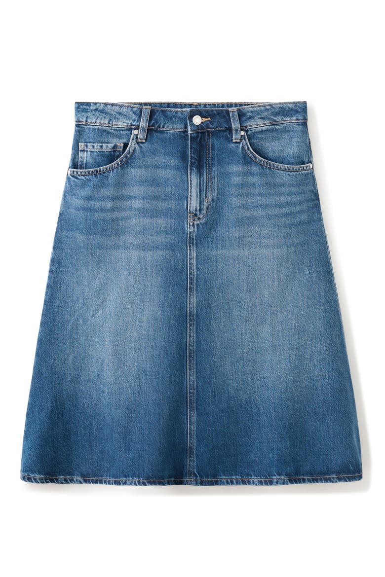 Denim Midi Skirt, Alternate, color, DARK BLUE